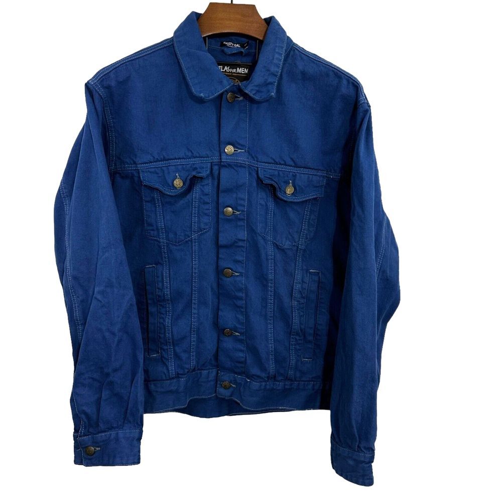 Atlas‎ For Men Nasty Gal Collection Blue Denim Jacket Trucker Workwear Size M/L